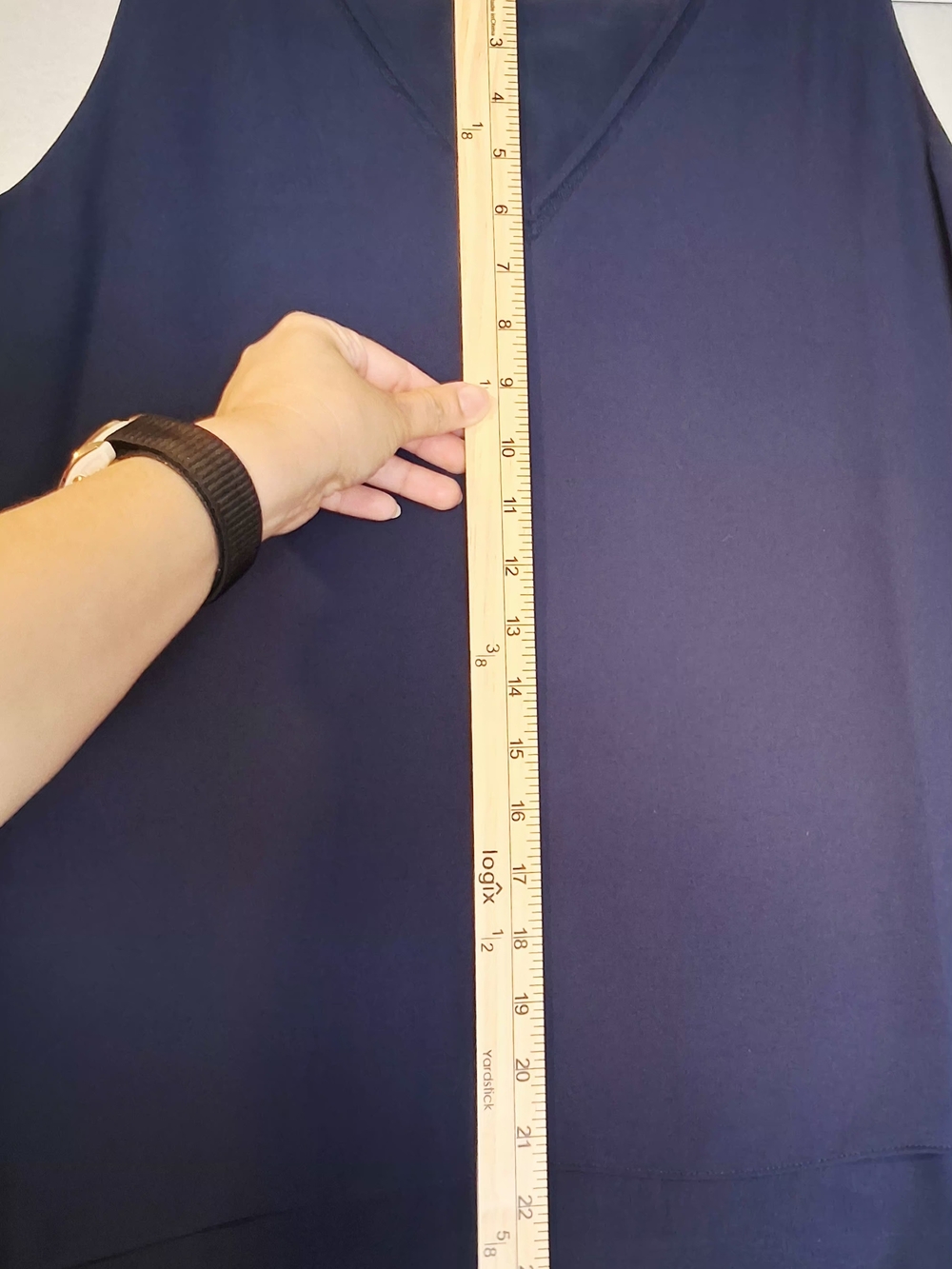 Violet & Claire Navy V-Neck Layered Chiffon Shell - Picture 5 of 11